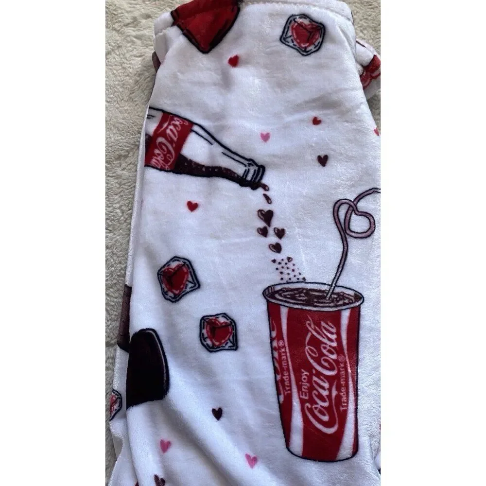 Coca Cola Bottle To Cup Heart Ice Cubes Valentines Throw‎ Blanket 60 X 70” NEW